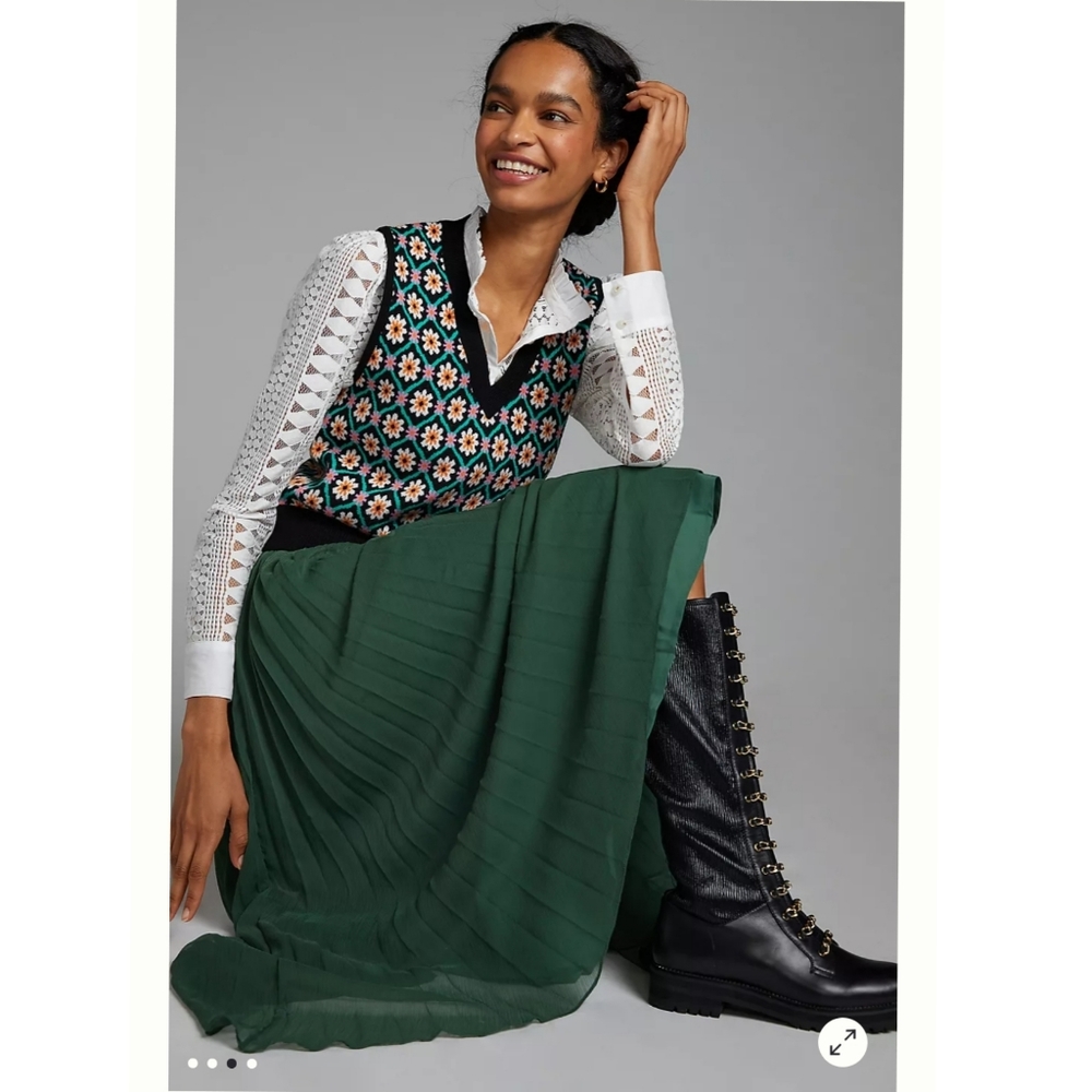 Anthropologie Pleated Maxi Skirt